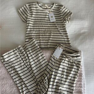 Free Sol By Together Cream and Black Striped Top